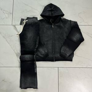 ชุดวอร์มลำลองสำหรับผู้ชายชุดเสื้อผ้าสองชิ้นระบายอากาศได้ดีทำจากผ้าฝ้าย100% มีฮู้ดสำหรับใส่เล่นกีฬามีโลโก้ได้ตามต้องการ - Product Image 6