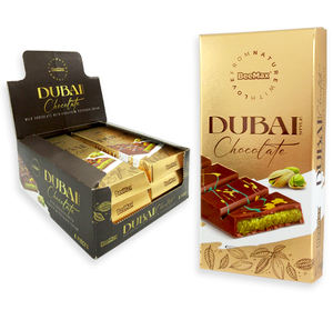 ช็อกโกแลตพิสตาชิโอแบบแท่งฮาลาล ดูไบ โซลิด คอมพาวด์ บรรจุภัณฑ์แบบกำหนดเอง โซลูชั่นแบรนด์สำหรับองค์กร โรงงานผลิตขนม 12 เดือน - Product Image 3