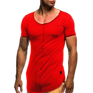Custom Logo Men's Fitness Slim T-<b>Shirt</b> Fashion <b>Patchwork</b> Design Cotton Summer Casual Short Sleeve - Product Image 3