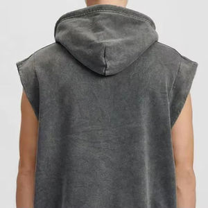 Custom Logo Top Quality Breathable Casual Fitness Tank Top Sport Wear Sleeveless Solid Color Pullover Men Gym Hoodies - Product Image 6