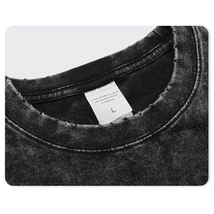 T-shirt délavé en stock, t-shirts en coton vintage lavés pour hommes, streetwear, vente en gros, impression personnalisée, logo de marque - Product Image 2