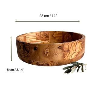 Handmade olive wood <b>salad</b> bowl 11 inches with <b>servers</b> unique gift handcrafted olive wood bowl - Product Image 3