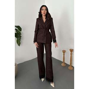 Conjunto de Encaje con Mangas Marrones - Marrón - Product Image 1