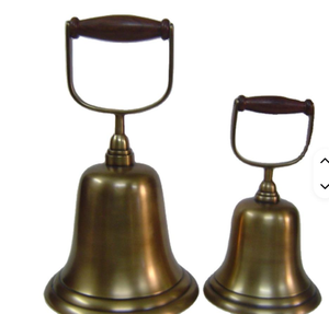 Conceptions nautiques finition chromée cloche à main cloche de bureau en laiton avec cloche d'appel de bureau de base en bois - Product Image 6