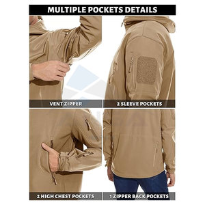 Men Windproof Fleece <b>Hooded</b> <b>Soft</b> <b>Shell</b> <b>Jacket</b> Waterproof Breathable Winter Sportswear for Outdoor Activities - Product Image 4