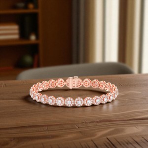 สร้อยข้อมือเพชรโมอิส6.50กะรัตประดับอัญมณีสีทองลายดอกไม้สุดหรูทำ925เงินสเตอร์ลิง - Product Image 4