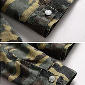 Vêtements d'extérieur décontractés OEM pour hommes, veste en jean coupe-vent ample et épaisse de camouflage et de style Hip Hop avec techniques brodées - Product Image 4