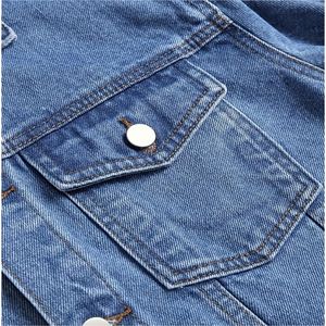 Veste en jean coupe-vent d'hiver pour hommes de haute qualité personnalisée Style Vintage avec rivets bavures tricotés 100% coton délavé à l'acide bleu - Product Image 4