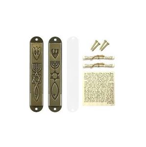 Argent brillant blanc émaillé à la main bijoux métal alliage de zinc juif défilement Mezuzah cas résistant aux intempéries porte Art pour la maison bénédiction - Product Image 3