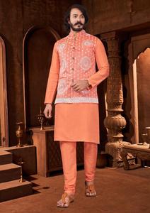 Elegante conjunto de Kurta de seda para hombres con fondo de seda Chudidar con Coty Work bordado Foil Mirror Work Designer - Product Image 5