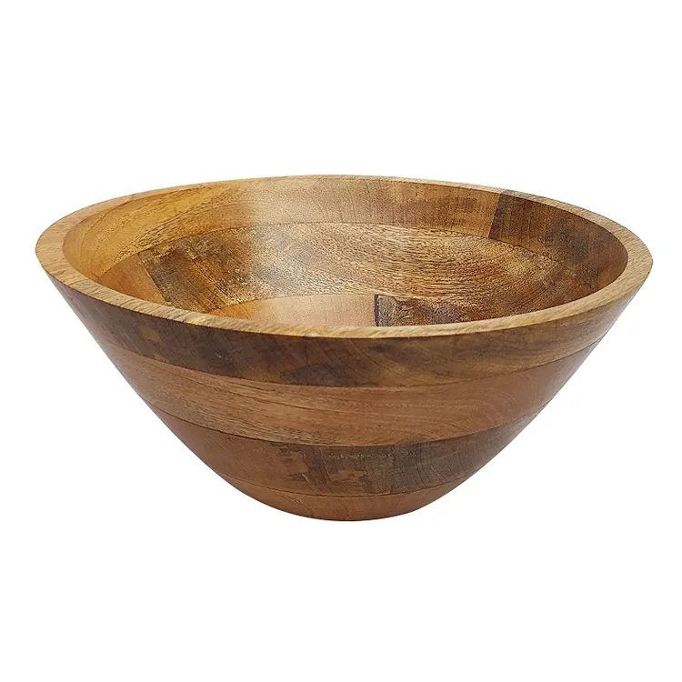 Hot Selling Top Notch Quality Natural Wood Finish Color Handmade Solid Mango Wood Salad Serving Bowl for Restaurants & Hotel