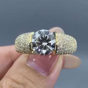 3.00 carat coupe ronde Moissanite diamant pavé ensemble fiançailles mariage hommes bague cadeau pour argent sterling 925 - Product Image 5