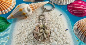 Seashell Keychain with Cowrie Shells Beach Inspired Accessory - Product Image 3