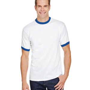 Vente en gros de t-shirts pour hommes haut de gamme coupe ample en coton tricoté blanc jaune sonnerie lettre motif 100% coton polyester/coton - Product Image 2