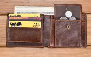 Cartera Corta de Cuero Genuino para Hombre, Venta al por Mayor 2022, Estilo Vintage, con Bloqueo RFID, Cierre Abierto, Tamaño Personalizable, LWM-0016 - Product Image 4