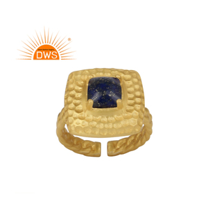 แหวนพลอย Lapis Lazuli ธรรมชาติชุบทอง18K ดีไซน์ล่าสุดผู้ผลิต - Product Image 1