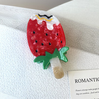 Nouvelle pince à cheveux en acétate motif popsicle, fruits, fraises, chocolat, pince à cheveux mignonne en forme de requin, accessoire pour filles