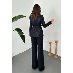 Navy Blue Suit with <b>Lace</b> <b>Sleeves</b> - Navy blue - Product Image 5