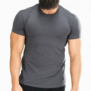 Custom Men's Sporty Summer T-Shirt New Casual Fitness Gym Wear Bamboo Fitted Plain Tee with Printed Design - Product Image 3