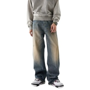 Pantalon droit 100% coton personnalisé pour hommes jeans respirants en denim uni de qualité supérieure pour les fêtes streetwear - Product Image 1