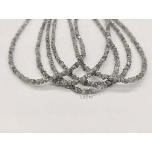 Collar de Diamantes en Bruto Vintage Chapado en Plata de Ley con Cuentas de Diamantes Grises Naturales de 2-3mm, 38cm, para Fabricación de Joyas - Product Image 1