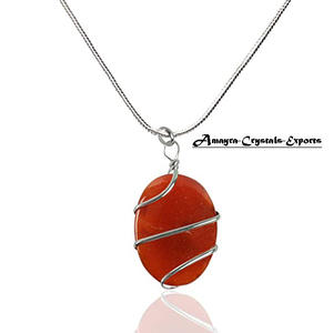 Collar de ágata con colgante envuelto en plata de jaspe rojo de piedras preciosas a la venta, Compre joyas de cristal de Amayra Crystals Exports India - Product Image 3