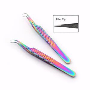 Pinzas de extensión de pestañas de acero inoxidable de calidad superior Mango antideslizante Etiqueta privada Punta de volumen Pinzas de pestañas postizas - Product Image 3