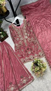 Trajes de Shalwar Kameez cosidos para mujer pakistaní india de calidad superior, venta al por mayor, vestido de seda para mujer en nuevos trajes de diseñador plazzo - Product Image 3