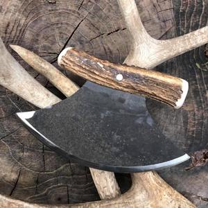 Couteau de cuisine Ulu fait à la main en acier Damas / Couteau de cuisine Ulu en acier carbone fait à la main - Product Image 1