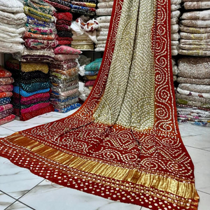 Ssumaira Collection's Indian Gajji Silk Dupatta <b>Shawl</b> With Heavy Gold Mukesh Work - Product Image 1