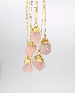 Collar de cuarzo rosa Natural, colgante de cuarzo rosa Natural - Product Image 2