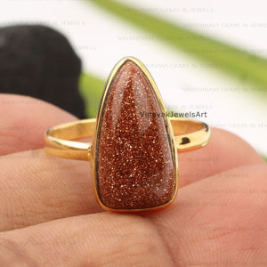 Anillo de Eternidad Vermeil de Plata de Ley 925 Bañado en Oro de 18K con Engaste de Bisel, Forma Trillón 11x17mm, con Piedra de Oro Marrón Fina, para Fiesta, de Moda - Product Image 3