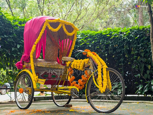 Fantastique mariée marié entrée décorée pousse-pousse indien mariée marié mariage photographie pousse-pousse meilleure mariée Photo stand pousse-pousse - Product Image 4