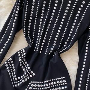 <span class=keywords><strong>Robe</strong></span> moulante courte à col montant et manches longues pour femme, vêtement de style coréen, Streetwear, collection automne - Product Image 5