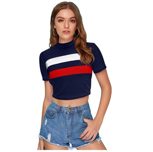 Camiseta india de punto de moda, Tops azules para mujer, ropa regular cómoda, Tops cortos formales de Indian Boutique, último exclusivo - Product Image 1