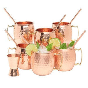 Copper Mugs Pure Drink with Ayurvedic Health Best Selling Moscow Mule Pure Copper Mugs of Pair With Wooden <b>Coaster</b> - Product Image 5
