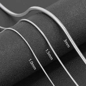 Nueva Cadena de Hueso de Serpiente Redonda de Plata de Ley 925, Chapada en Rodio, Estilo Hip Hop Italiano, Collar Unisex, Venta al por Mayor, Personalizable - Product Image 4