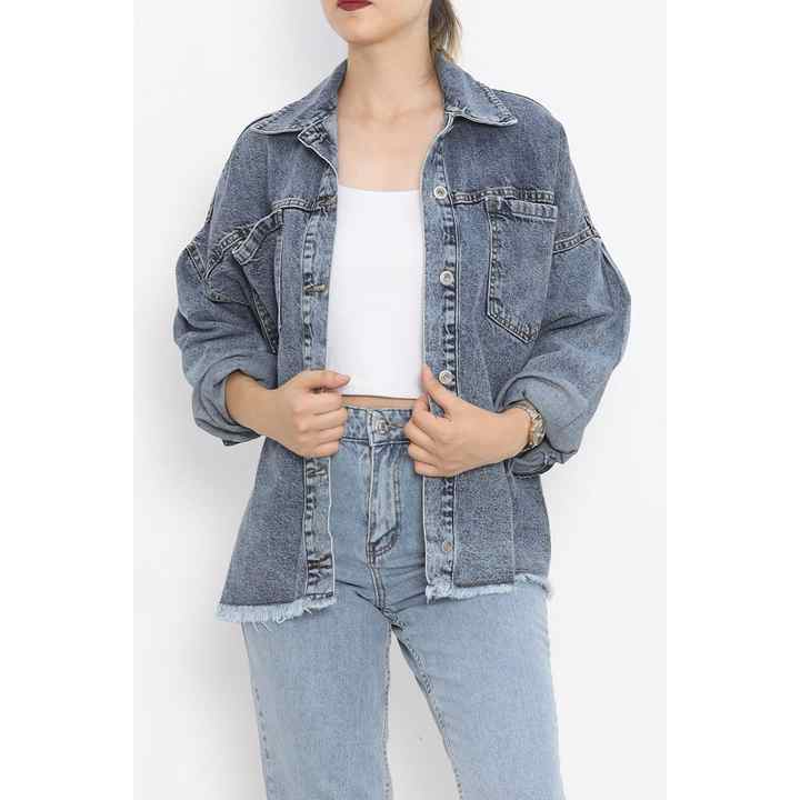 Denim Jacket with Front Pockets Dark Blue - 16698.1778.