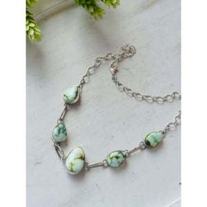 Tia Long Palomino Variscite & Sterling <b>Silver</b> Fine <b>Choker</b> Necklace - Product Image 4