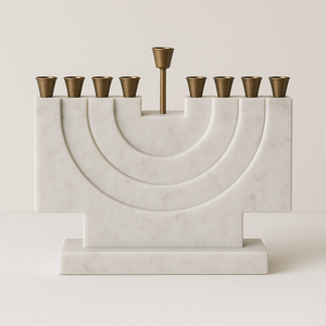 Menorá Moderna en Forma de T con Aspecto de Mármol, Decoración Judaica, Portavelas, Decoración Premium para el Hogar en Días Festivos - Product Image 6