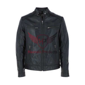 แจ็กเก็ตนักขี่จักรยานหนังผู้ชายสีดำคลาสสิกแจ๊กเก็ตมีสไตล์และทนทานสำหรับนักขี่จักรยานและผู้ค้าส่งแฟชั่น - Product Image 1