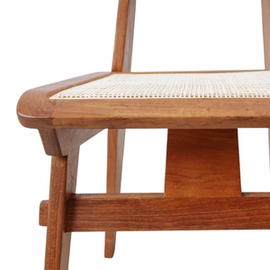 Chaise de salle à manger moderne en teck massif, écologique, avec dossier en cannage carré et assise plate, pour salle à manger, café et appartement - Product Image 6