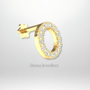 Luxury 14K Gold Real Diamond Disc Earrings Lab Grown and CVD Diamond Solitaire Studs IGI GIA Certified Piercing Jewelry - Product Image 2