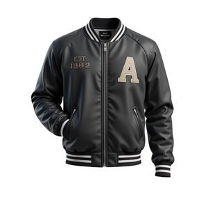 แจ็กเก็ตหนังสำหรับผู้ใหญ่แจ็กเก็ตหนังฤดูหนาวสีทึบแจ็คเก็ตหนังสไตล์ใหม่ - Product Image 1