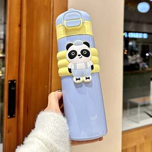Botella Aislada de Acero Inoxidable Panda de 500 ml con Doble Boquilla para Viajes de Niños - Product Image 2