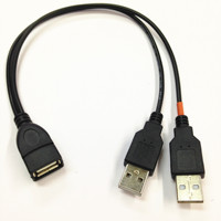 USB 2.0 A Doppelstecker für Weibchen zu 2 Doppel-USB A-Auslöser für Männchen Y-Splitter Nabe Adapterkabel