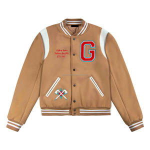 แจ็คเก็ตวาร์ซิตี้ทรงเลตเตอร์แมน ผ้าวูล 100% คอตั้ง ปักโลโก้ด้านหน้า แต่งหนังแท้ ปักลายเชนิลล์ - Product Image 1