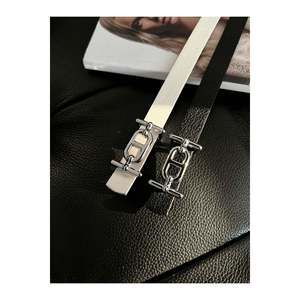 2-Piece <b>Silver</b> <b>Buckle</b> Thin <b>Belt</b>, Trouser <b>Belt</b>, Shirt <b>Belt</b>, Jacket <b>Belt</b> - Mixed - Product Image 2