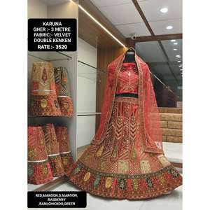 Lehenga Choli de terciopelo de alta calidad con bordado, accesorios de ropa india y pakistaní para novias, cantidad a granel disponible - Product Image 4