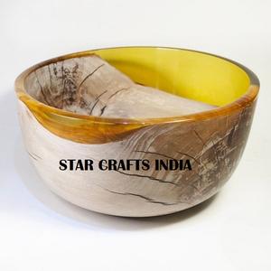 Latest Design <b>Wooden</b> Rounded Serving <b>Bowl</b> Fruit <b>Bowl</b> <b>Large</b> Size Eco Friendly Printed <b>Wooden</b> & Resin Glossy <b>Bowl</b> for Home - Product Image 3